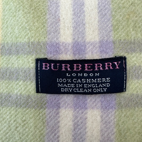 burberry cashmere scarf. lime with lavender plaid - Picture 3 of 4